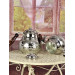 Family Size Floral Patterned Copper Teapot Set With Stove Ottoman