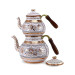 Large White Brass Teapot With Rose Pattern