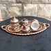 Rose Flower Embroidered Copper 2 Pcs Coffee Set