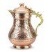 Copper Jug ​​With Lid And Embossed With Flowers In Antique Style