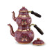 Cherry Colored Brass Turkish Teapot With A Rose Pattern