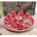Red Rose Flower Embroidered Coffee Set