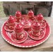 Red Rose Flower Embroidered Coffee Set