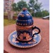 Navy Blue Rose Flower Copper Coffee Set