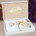 Gift Velvet Covered Quran, Crystal Rosary, Shawl, Essence, Dhikr, Wooden Boxed Set