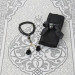 Silk Nur Taffeta Prayer Rug Black & Pearl Rosary Rose Black & Black Shawl & Zikirmatik