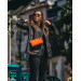 Leather Women's Bag Orange Color With Chain