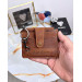 Antique Thin Card Holder Hazelnut Color Genuine Leather