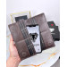 Handle Wallet With Phone Compartment Genuine Leather Gray Plain