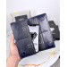 Handle Wallet With Phone Compartment Genuine Leather Navy Blue