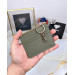Small Card Holder Wallet Khaki Color Genuine Leather