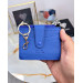 Small Card Holder Wallet Blue Color Genuine Leather