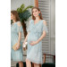 2705-Silvery Pleat Baby Shower Special Mini Maternity Dress