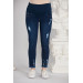3494-Flared Ankle Length Maternity Jeans With Cuffed Legs