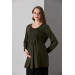 4083-Round Button Mercerized Maternity Blouse