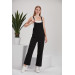 Combed Cotton Gardener-Overall With Tie-Up Strap And No Knee Length