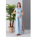 8236-Double Plunging Back Lace Maternity Chiffon Dress