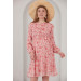 E0046-Colored Flower Maternity Chiffon Tunic-Dress