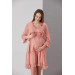 E0050-V Neck Half Sleeve Folded Skirt Mini Maternity Dress
