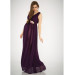 فستان الشيفون للحوامل بياقة مزدوجة مزينة بأزهار  - فستان بيبي شاور