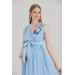 Double Breasted Collar Baby Shower Floral Brooch Chiffon Maternity Dress