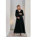 O7053-Double Breasted Chiffon Sash Baby Shower Maxi Maternity Dress