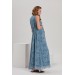 O7194-Water Stone Collar Daisy Flower Maternity Maxi Dress