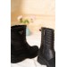 Black Stitch Sole Snow Boot
