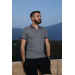 Men's Anthracite Short Sleeve Patterned Polo Neck T-Shirt 3031-10