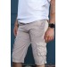 Men's Beige Cargo Pocket Casual Linen Shorts