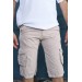 Men's Beige Cargo Pocket Casual Linen Shorts