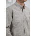 Men's Beige Long Sleeve Cotton Fabric Patterned Shirt