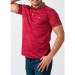 Men's Claret Red Digital Print Polo Collar Short Sleeve T-Shirt