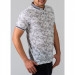 Men's Gray Digital Print Patterned Polo Neck Short Sleeve T-Shirt
