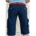 Men's Navy Blue Cargo Pocket Casual Linen Shorts