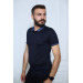 Men's Navy Blue Short Sleeve Polo Neck Style T-Shirt