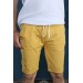 Men's Yellow Flato Pocket Casual Linen Shorts