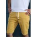 Men's Yellow Flato Pocket Casual Linen Shorts