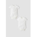 White Crew Neck Short Sleeve Basic Baby Snap Fastener Body