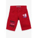 Boy Claret Red Cargo Pocket Gabardine Linen Capri Shorts