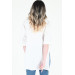 Women's White Printed Double Sleeve Oversize T-Shirt