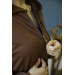 Women's Brown Hooded Kangaroo Pocket Tracksuit Set