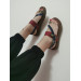 Women's Navy Blue Color Block Leather Flip-Flops Sandals