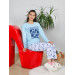 Women's Blue Cotton Pajamas Set
