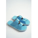 Women's Blue Buckle Detailed Daily Slippers