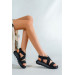 Women's Black Anatomical Elastic Sole Sandals