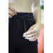 Women's Black Snap Button Leg Pocket Sweatpants