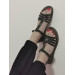 Women's Black Buckle Detailed Leather Sandals