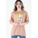 Women's Mink Printed Double Sleeve Oversize T-Shirt
