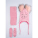 Girl's Rose Pink 3-Piece Scarf Beanie Glove Set